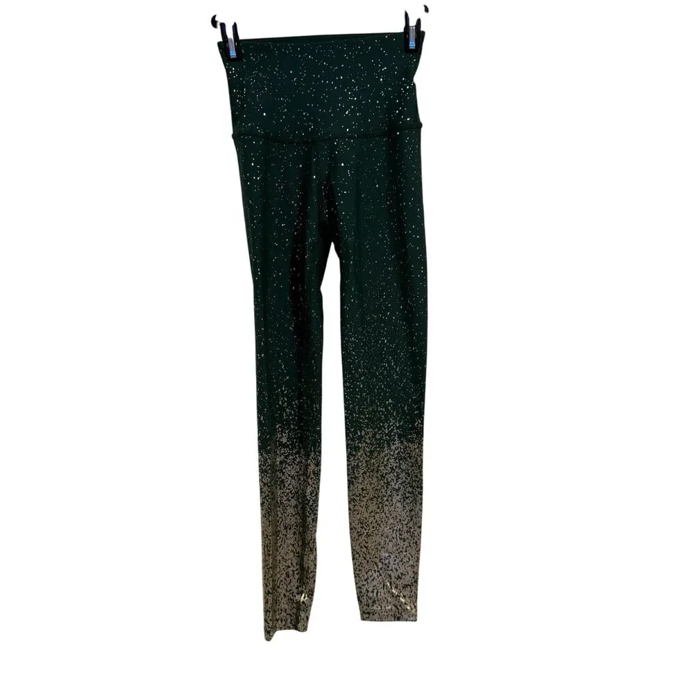 Beyond Yoga Alloy Ombre Antique Gold Speckle‎ / Hunter Green Leggings Size XS